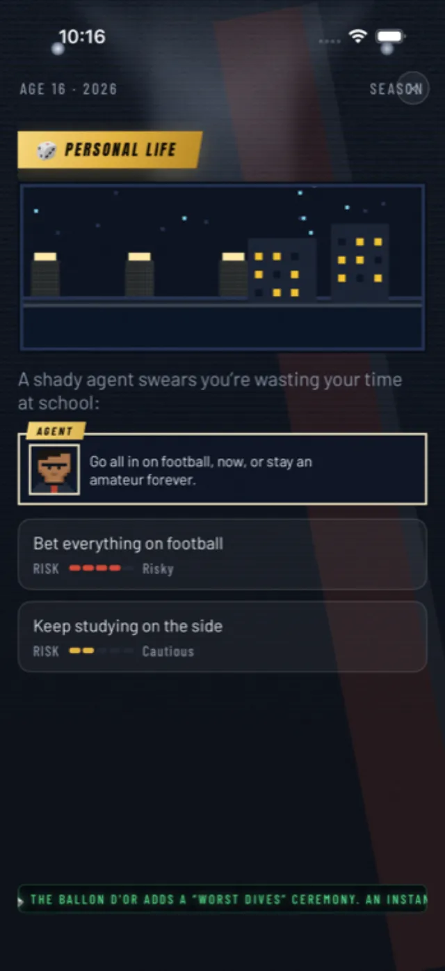A hard call with its risk meter — real game screen
